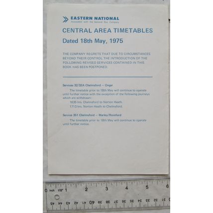 1975 Eastern National Central Area timetables = Chelmsford Ongar Warley/Romford