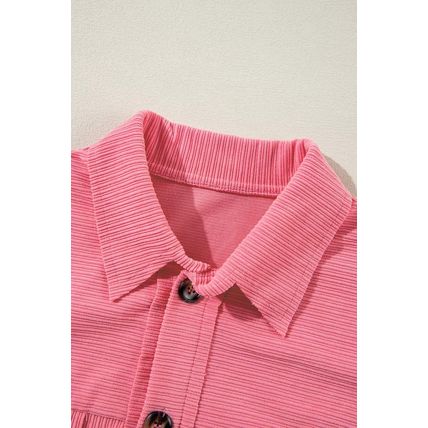 Bonbon Corduroy Flap Detail Button Up Split Shacket