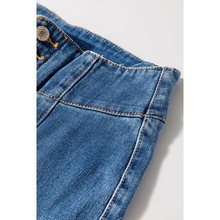 Sail Blue High Waist Button Fly Seamed Raw Hem Flare Jeans