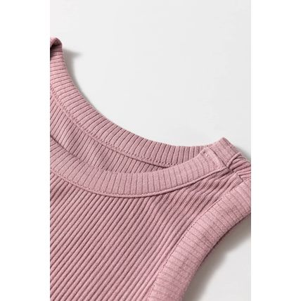 Sepia Rose Ribbed Vest Patchwork Tiered Midi Dress with Pockets