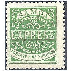 Samoa 1879 SG19a 5s Deep Green Mounted Mint Forgery