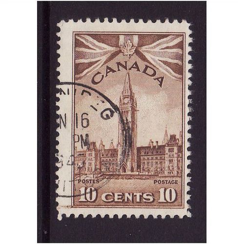 CANADA 1942 10c BROWN PARLIAMENT BUILDING SG 383 FINE USED #2