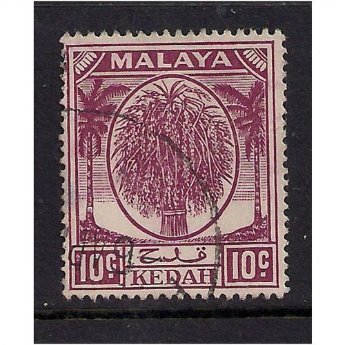 Malaya Kedah 1950 - 55 KGV1 10ct Purple Used SG 82 ( 991 )