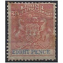 Rhodesia 1892 SG23 8d Rose-Lake & Ultramarine Mounted Mint ..