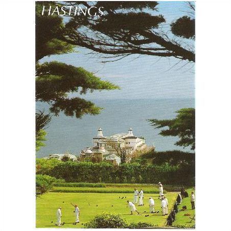 Hastings - Bowling Green & Pier - Janon postcard