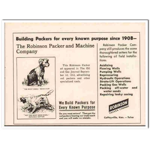 robinson packer company 1951 oil field pumping equipment vintage ad