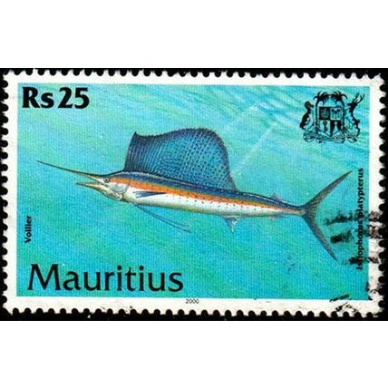Mauritius 2000 Marine Life 25Rs Used Stamp Fish Sailfish