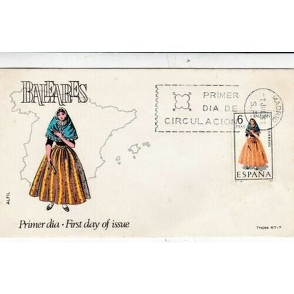 Spain 1967 Baleares Traditional Costume FDC Madrid cancel Unaddressed VGC