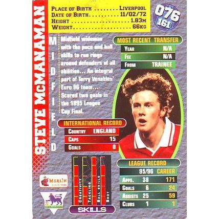 Merlin Premier Gold English Premier League 1996/97 Steve McManaman