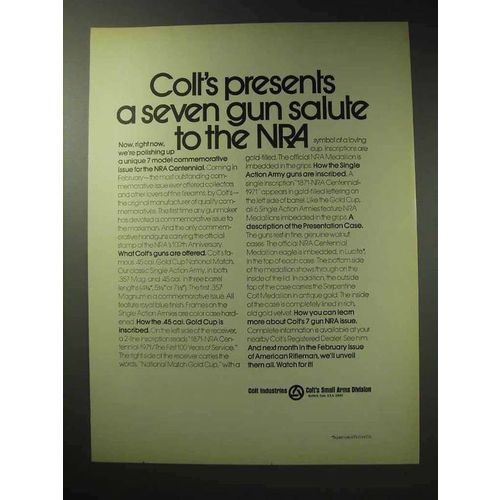 1971 Colt Guns Ad - Seven Gun Salute to the NRA