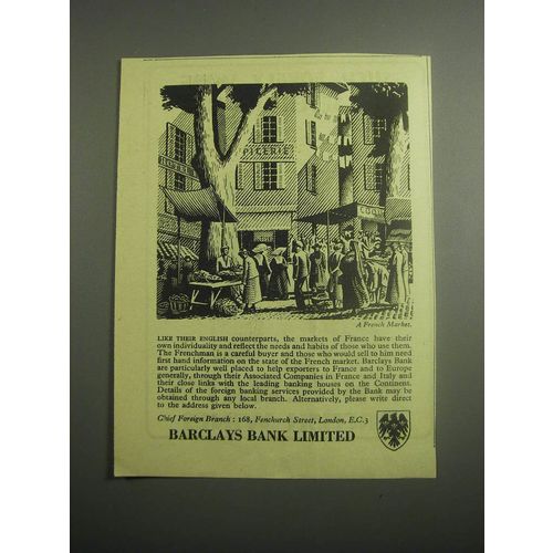 1948 Barclays Bank Ad - A French Market