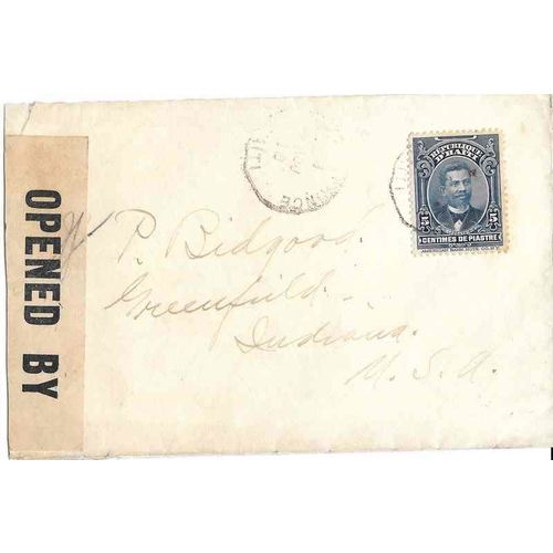 Haiti CENSORED 1918 to USA Censor Tape nicely tied with #183