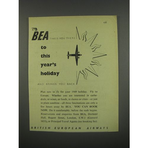 1949 BEA British European Airways Ad - BEA to this year's holiday