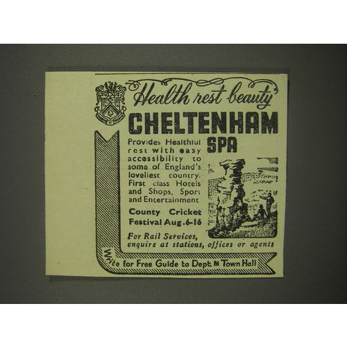 1949 Cheltenham Spa Ad - Health rest beuaty