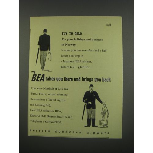 1949 BEA British European Airways Ad - Fly to Oslo