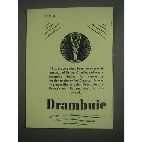 1949 Drambuie Liqueur Ad - This Jacobite glass bears an engraved portrait