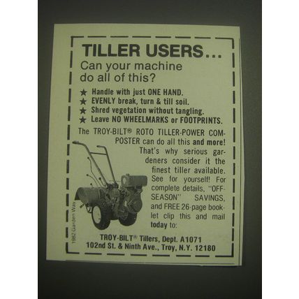 1982 Troy-Bilt Tillers Ad - Tiller Users.. Can your machine do all this?