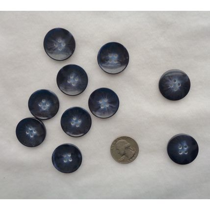 NN10 Dark Blue Coat Button 25mm 1 Inch 4 Hole 10 Pieces Sewing Crafting