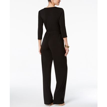 NY Collection Petite Belted Jumpsuit Black P/L