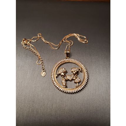 Mother's Day Necklace - Boy & Girl Holding Heart in Circle of CZ