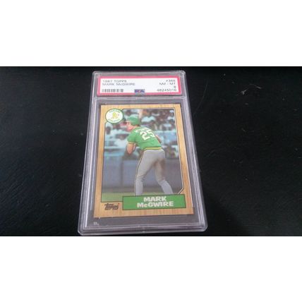 1987 Topps Card # 366 Mark McGwire PSA Near Mint-Mint (8) Athletics