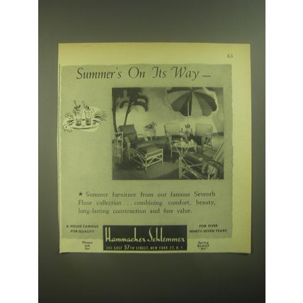 1945 Hammacher Schlemmer Summer Furniture Ad - Summer's On its way