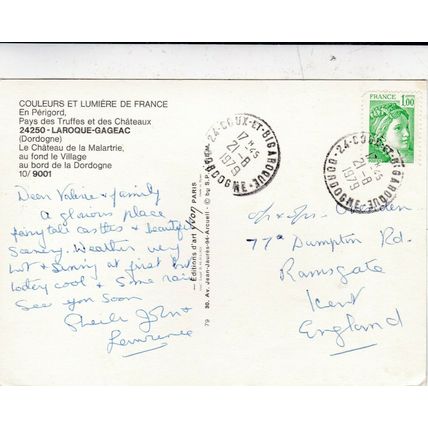 Laroque Gageac Chateau de la Malartrie France Yvon Postcard 1979 used VGC