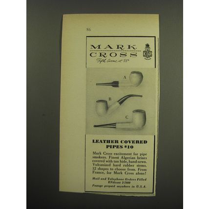 1949 Mark Cross Pipes Advertisement - Leather Covered Pipes $10