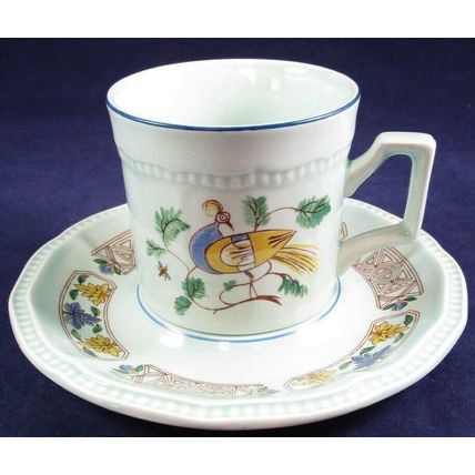 RARE Kensington Staffordshire Ironstone Cup & Saucer Set, Java Bird, England