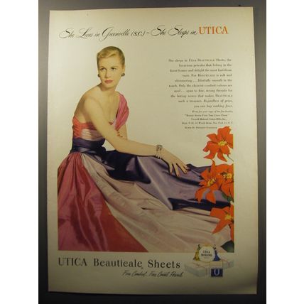 1951 Utica Beauticale Sheets Ad - She lives in Greenville (S.C.)