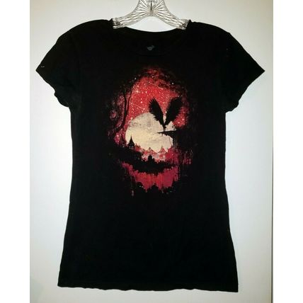 TeeFury Women's Juniors Black 100% Cotton Cap Sleeve Graphic T-Shirt Size L