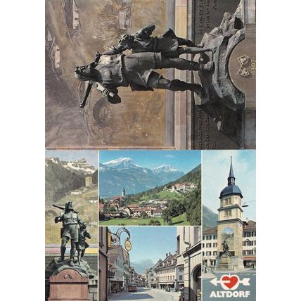 Wiliam Tell Statue Altdorf Switzerland 2x Postcard s