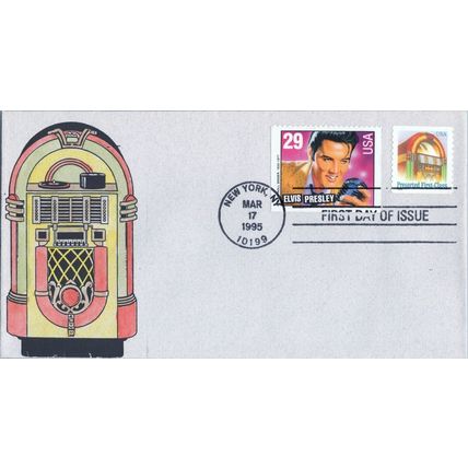 ZAYIX - US 2911 FDC Jukebox with Elvis Presley 2731 Hand Painted SMB Cachets