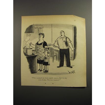 1954 Cartoon by Syd Hoff - I'm wanted in forty-eight states