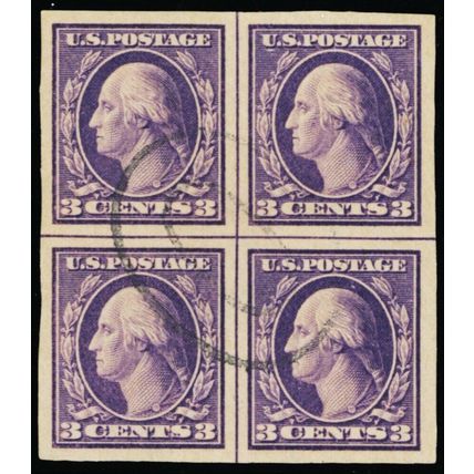 484, Used 3¢ Superb Center Line Block of Four Scarce! - Stuart Katz