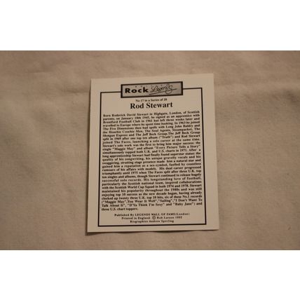Rod Stewart 1992 Wall of Fame ROCK LEGENDS NO. 17