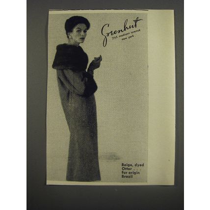 1956 Greenhut Furs Advertisement - Beige, dyed otter fur origin Brazil