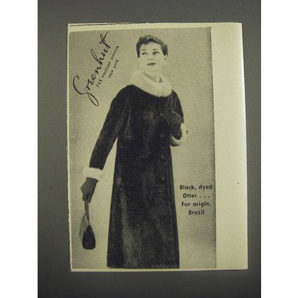 1956 Greenhut Furs Advertisement - Black, dyed otter fur origin Brazil