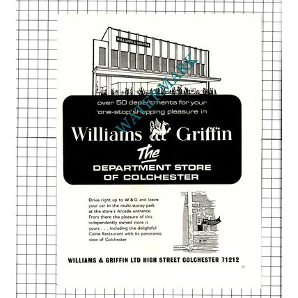 Williams Griffin Department Store Colchester Essex Advert 1968 Clipping / Print