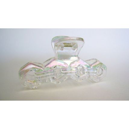 Clear transparent iridescent design hair claw clip for long fine hair