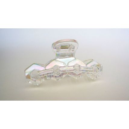Clear transparent iridescent design hair claw clip for long fine hair