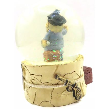 Pirate Smoking Snow Globe with Blue Coat 8.5 CM Treasure Chest Gift Shabby Chic