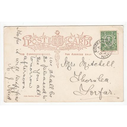 1912 Edzell Brechin Scottish Single Ring Postmark on Postcard