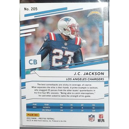 2022 Panini Prestige J.C. JACKSON (Patriots) Xtra Points Blue #205 272/299