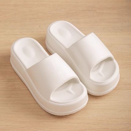 7cm High Heel Flat Slippers Summer Solid Color Non-slip Floor Home Shoes Outdoor