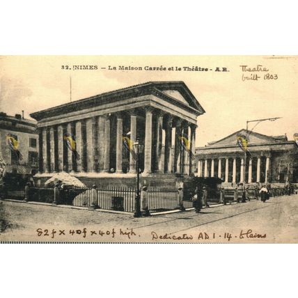 Nimes, La Maison Carree Et La Theatre A.R., France, 32 Postcard, 1920s