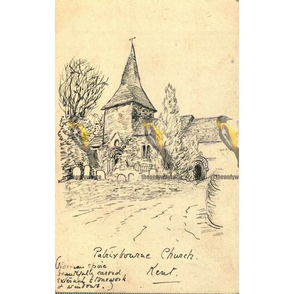 Patrixbourne Church, Kent, Rare Sketch Postcard