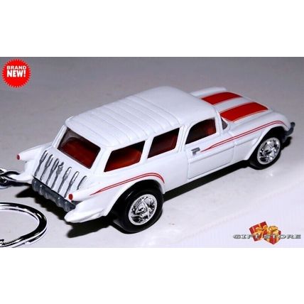 KEYCHAIN WHITE 54 CHEVY CORVETTE NOMAD CONCEPT GREAT GIFT For DESK DISPLAY