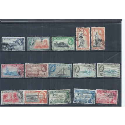 Barbados stamps. Early QEII used lot. 1953 series to 24c (AC836)