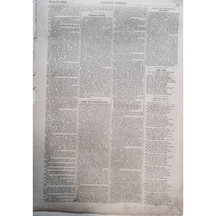 "The Death Of Columbus" (Story On Verso) - Harper's Weekly, March 28, 1868